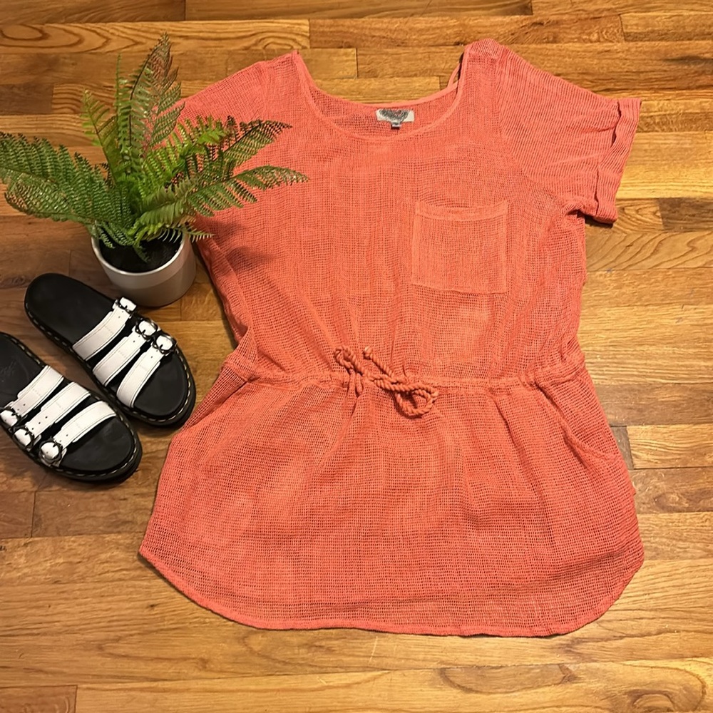 Ecote Urban Outfitters Mesh Salmon Pink Tunic Top Shirt Dress Size Medium